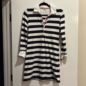Tyler Boe Size Small Navy and White Stripe Collared Cotton Dress